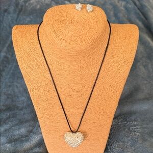 Sparkling large puffy Crystal heart  front and back earrings included